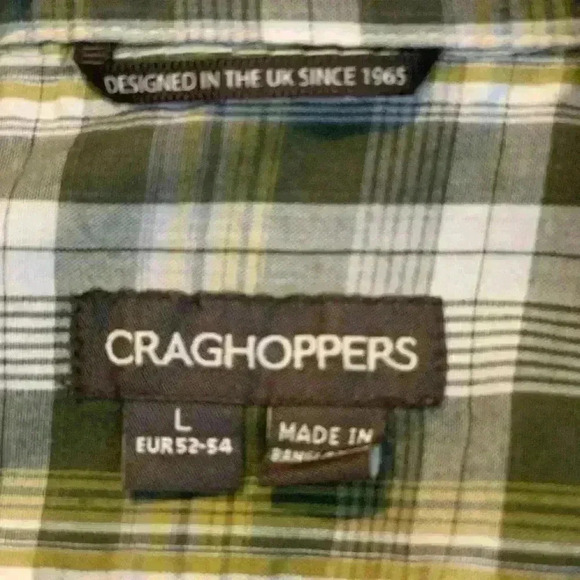 Craghoppers Casual Button Down Short Sleeve Shirt Green Plaid Men’s Large - Picture 7 of 9